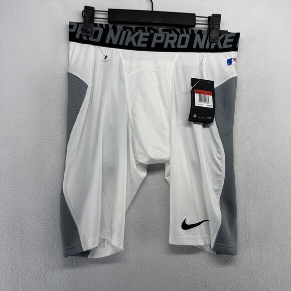 Nike Pro Hyperstrong Compression Shorts Men's Large White Padded Sliding MLB NEW - Picture 1 of 9